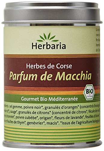 Herbaria Parfum de Macchia Epices Corses pour Viande/Poisson et Légumes Méditerranéen Bio Boîte de 80 g Cover