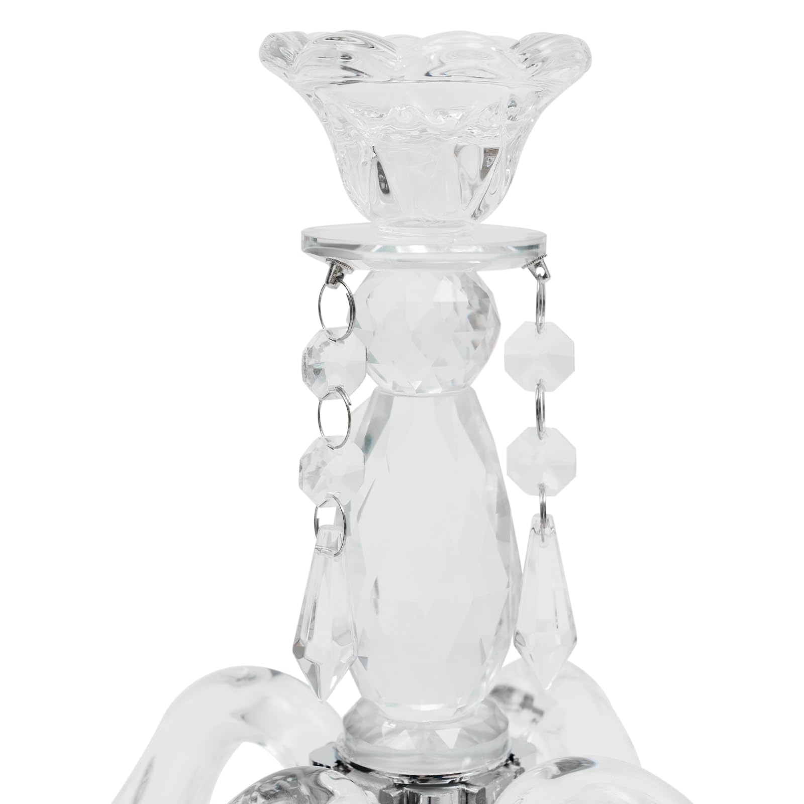 Candelabro a 5 braccia, argento con cristalli, 25 x 35,5 cm, in metallo, per Halloween, matrimoni, feste, cene, anniversari, celebrazioni ed eventi formali