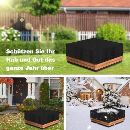 YMPPMKN Housse de Protection Spas,Bache Spa Tissu Oxford 600D Robuste avec Boucles et Cordon de Serrage, Imperméable, Coupe-Vent, Résistant aux UV Couverture de Spa (230 * 230 * 25cm,Schwarz) – vue 6