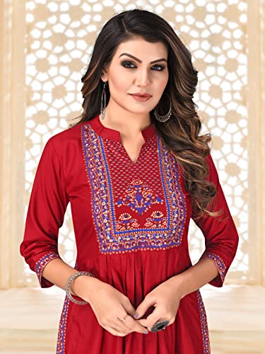 Image of Fabian Fashion Women's Rayon Floral Regular Tunic Shirt