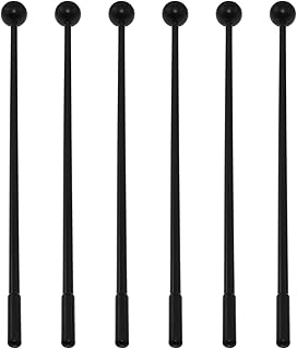 Maxmoral 6PCS Plastic Solid Mallets Percussion Hammer Drumsticks for Xylophone Glockenspiel Marimba Chimes Tubular Bells 11 Inches Long Rubber Head Black