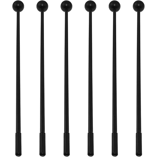 Maxmoral 6PCS Plastic Solid Mallets Percussion Hammer Drumsticks for Xylophone Glockenspiel Marimba Chimes Tubular Bells 11 Inches Long Rubber Head Black