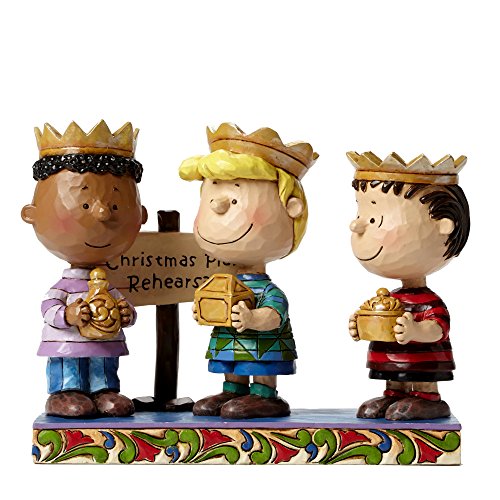 Peanuts by Jim Shore Three Wise Men Linus, Schroeder, Franklin Stone Resin Figurine, 4.6”