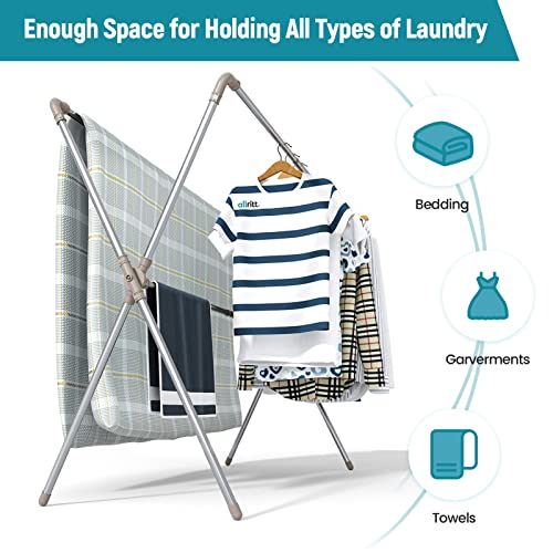 Allritt Clothes Drying Rack 2M Drying Space Retractable Clothes Airer Heavy Duty Stainless Steel Garment Rack Foldable Drying Rack - Image 2