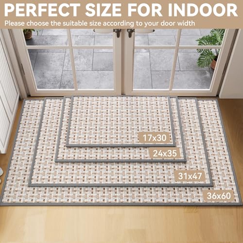 Image of Indoor Door Mat 36x60 Dirt Resistant and Absorbent, Non-Slip Rubber Backing Floor Mats, Easy Clean Low-Profile Door mat for Entryway, Front Door, Inside Entrance Gray