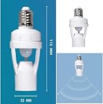 Motion Sensor Light Socket E27,3-8m Sensing Distance ， Infrared Motion Detector Bulb Adapter with Adjustable Delay & Light Sensitivity, for Garage, Staircase, Basement, Wardrobe, Porc