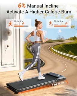 Lacuffy Walking Pad,6% Manual Incline Walking Pad Treadmill,Under Desk Treadmill for Home Office, with App & Remote,2.5HP Quiet,LED Display,300 lbs Capacity