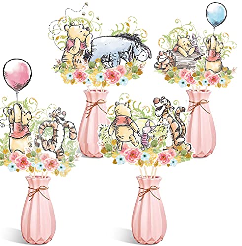 Vintage Winnie Centerpieces For Tables 16 Pcs Pooh Centerpieces On Sticks Cute Pooh Toppers Cutouts For Baby Shower