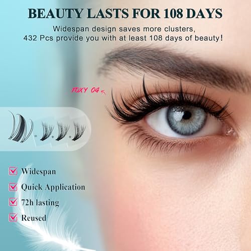 Vasa Muse Premium Lash Clusters Kit - 10-16mm Wispy Natural & Fairy Spiky WideSpan Individual Eyelash Clusters 0.05mm Ultra-thin Invisible band Eyelash Extension Kit with Bond Seal for Starter DIY - Image 6