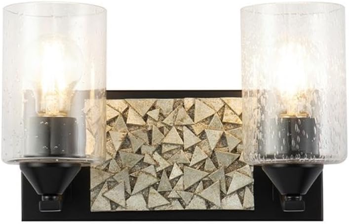 BOWERY HILL 2-Light Metal Bath Vanity Light in Matte Black/Silver