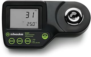 Milwaukee MA887 Digital Salinity Refractometer for Saltwater Reef Aquariums - PSU PPT Specific Gravity Tester