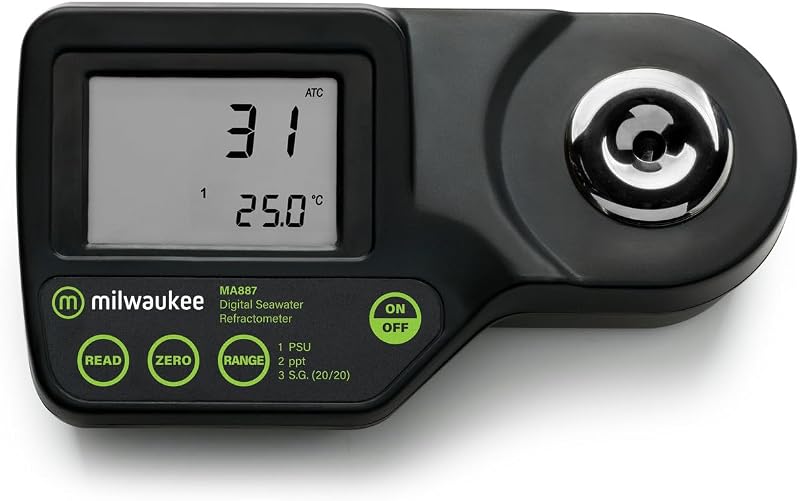 Refractómetro digital de salinidad de Milwaukee para acuarios de agua salada - MA887