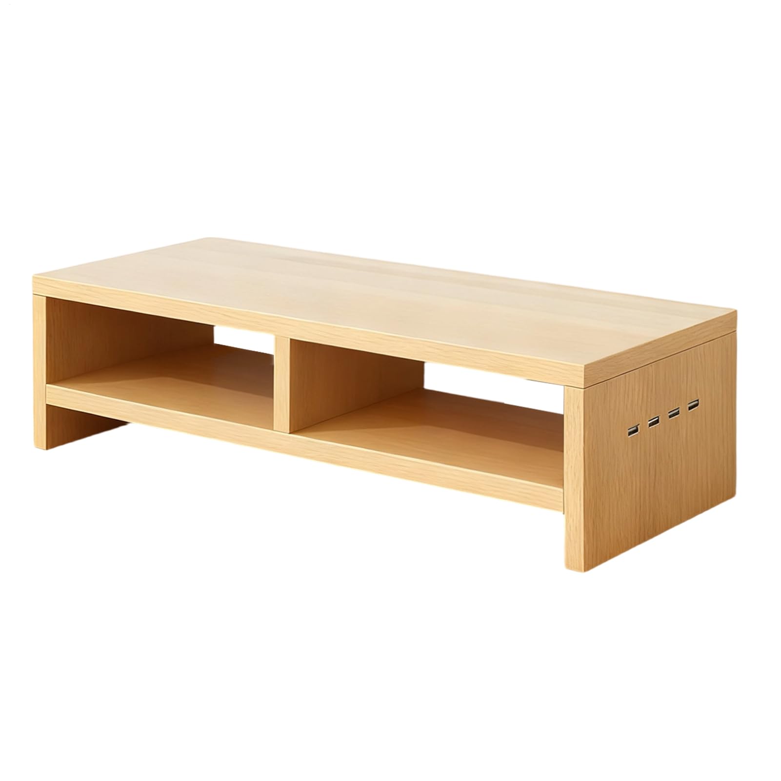 Generico Supporto Per Monitor Per Scrivania 2 In Legno Con 4 Porte USB | Supporto Stampante Ufficio Con Deposito Per Computer Portatile Elettronica Ufficio Domestico Studio Lavoro Dormitorio