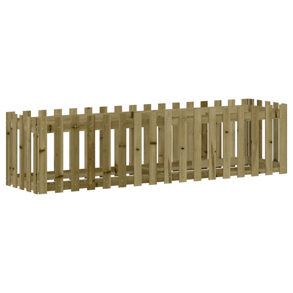 Bancal alto de 200 x 50 x 50 cm de pino a presión, moderno diseño de valla resistente y duradero para balcón, jardín y bancal elevado