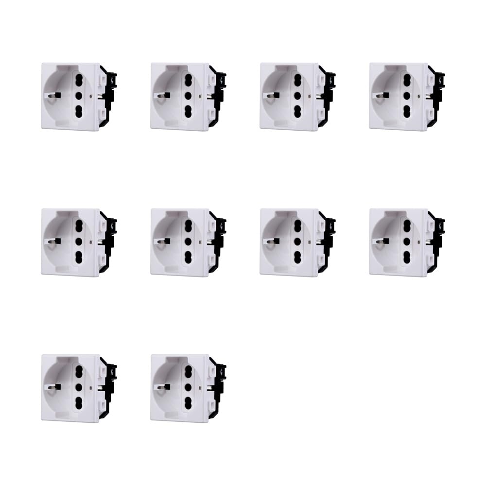Elektronova Presa schuko 2P+T 10/16A 230V compatibile Bticino Matix di colore bianco - Confezione 10 pezzi