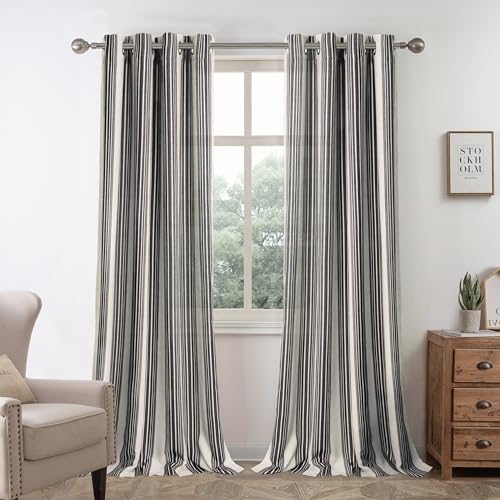 DriftAway Farmhouse Curtains for Living Room Vertical Striped Linen Curtains