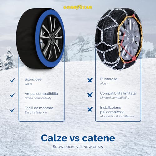 Calze da Neve GoodYear Star Gripper Omologate Italia EN 16662-1:2020 Due Catene da Neve in Tessuto per Auto. Snow Sock Taglia XL - 7