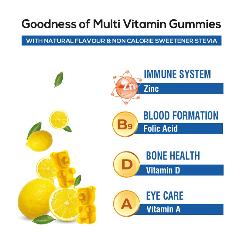 Image of Tata 1mg Multivitamin Gummies With Zinc, Magnesium and Folic Acid for Immunity & Energy (Pack of 30 Gummies, Lemon Flavour)