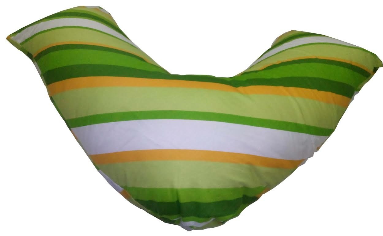 Rayyan Linen Stripes Lime Green White Percale V Shape Pillowcase For Back & Neck Support, Orthopedic, Pregnancy, Maternity, Nursing, Feeding, Relaxing Etc (Printed V Shape Pillowcase Only)