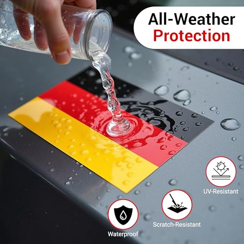 Image of German Flag Vinyl Flag Stickers, Car Decals, Waterproof Indoor Outdoor, Laptop Stickers, Car Bumper, Germany Flag, 5 x 3 Inches, Set of 3