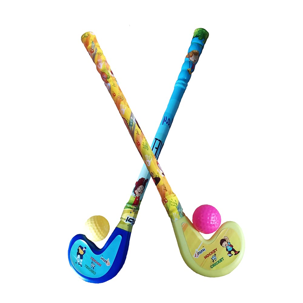 Kids Plastic Hockey Sticks with Ball Pack of Two Hockey Sticks with