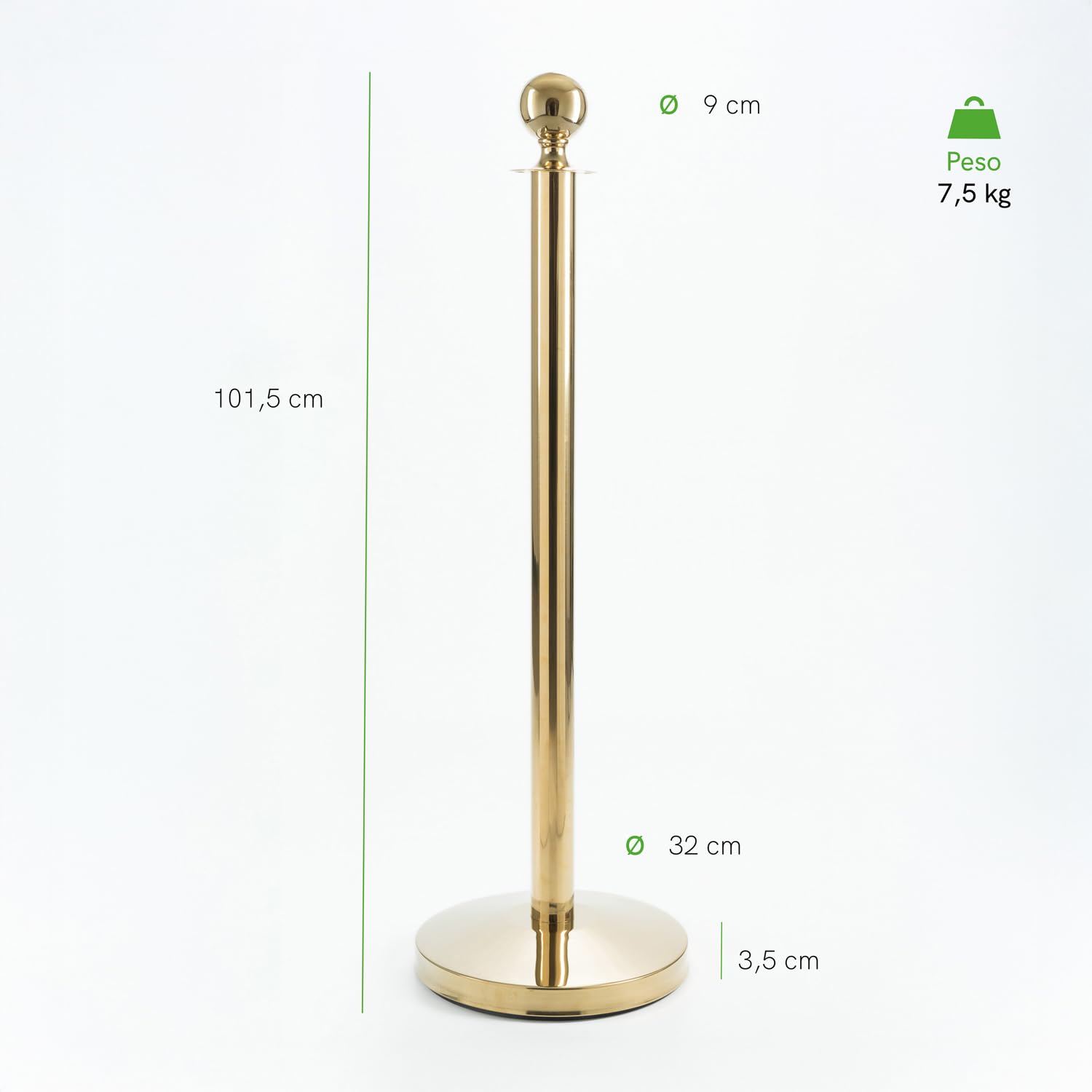 Pack Catenaria Dorada para Eventos Premium y Extensible de Acero | Poste Separador de Acero, Cordón Zona VIP Elegante para Catering. Incluye 2 Mástiles y Cuerda Trenzada. Sol y Carpa