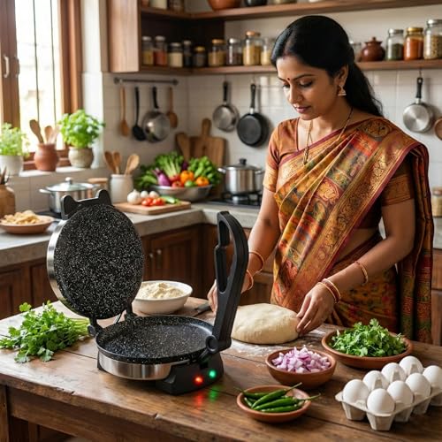 Image of ElectroSky Roti Maker 950W Multi Maker Electric Automatic With 8.5 Inch Plate | Complete Roti /Chapati /Khakra Maker for Home | 1 Year Warranty