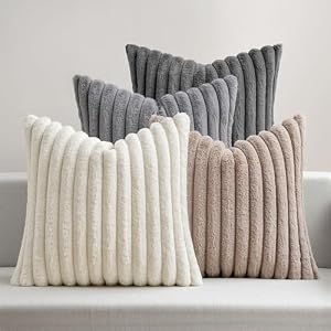 MIULEE Plüsch Kissenbezug 40×40 Kuschelkissen Flauschig Serie Graubraune