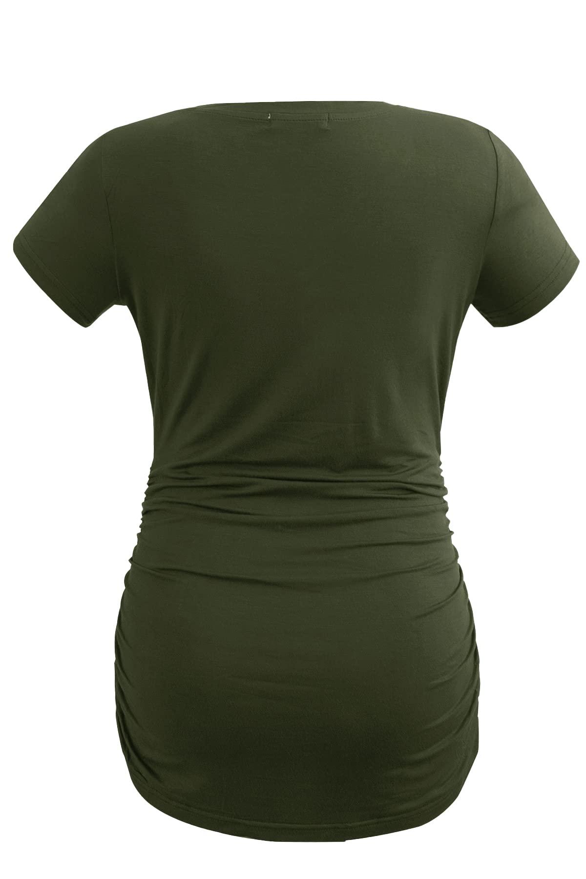 Smallshow Camiseta de maternidad para mujer con fruncido lateral, ropa de embarazo - - Large