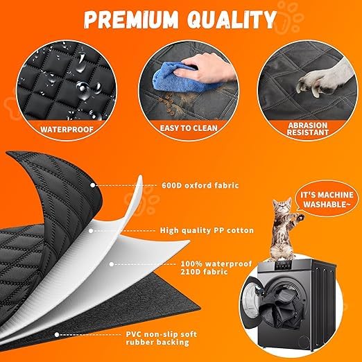 Image of Dog Car Seat Covers, 600D Heavy Duty 100% Waterproof, Nonslip, Zipper Design seat Protector, Mesh Window, Perfect Dog Hammock for Car Backseat, SUVs, Sedans & Truck (Black, Flat Bone Mesh)