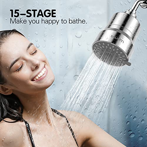 Image of Filtered Shower Head, 2-in-1 Shower Head Filter-5 Modes High Pressure Output with 15 Stage Hard Water Shower Filter Cartridge for Remove Chlorine Heavy Metals and Other Sediments