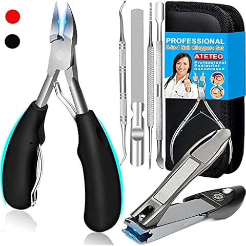 Podiatrist Toenail Clippers, 8Pack Professional Heavy Duty Nail Clippers for Thick & Ingrown Toenail Treatment. Stainless Steel Pedicure Clippers Toenail Cutters. Pedicure Tool ,Toe Nail Clipper Cover