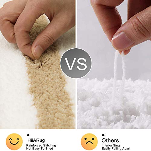 HiiARug Bath Rugs Microfiber Bath Mats for Bathroom 20"x59" Soft&Absorbent Bathroom Mats Non-Slip Shower Rug Machine Washable Shaggy Bath Rug for Bathroom Tub and Shower(20"x59", Beige)