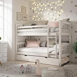 MUEBLESYA.COM-Litera Tres Camas Pino Blanco Lavado-Litera Juvenil Triple-Litera con Cama Nido