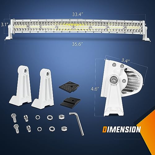 Image of Nilight Marine LED Light Bar Navigation Lights 33 Inch Curved White Spot Flood Combo Ponton Boat Deck Dock Lighting for Night Fishing T-top Stern Yacht Sailboat Trucks Tractors