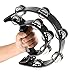 MUKLEI 4 Pack 9 Inch Double Row Tambourine, Metal Jingles Hand Held Percussion with Ergonomic Handle, Half Moon Tambourine for Gift, KTV, Party, 4 Colors