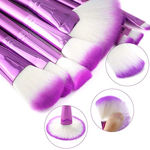 Makeup Brushes Set, Beautiful Purple Make Up Brushes Essential Beauty Tool Kits for Face Powder Cream Liquid Cosmetics Eyeshadow Blending