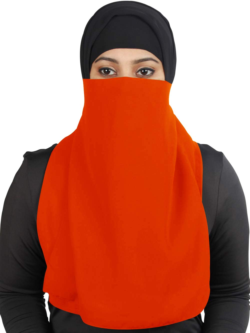 MyBatua Half Niqab Long Nose piece In Breathable Georgette, Wholesale Price, 1pc Face Veil NQ-002