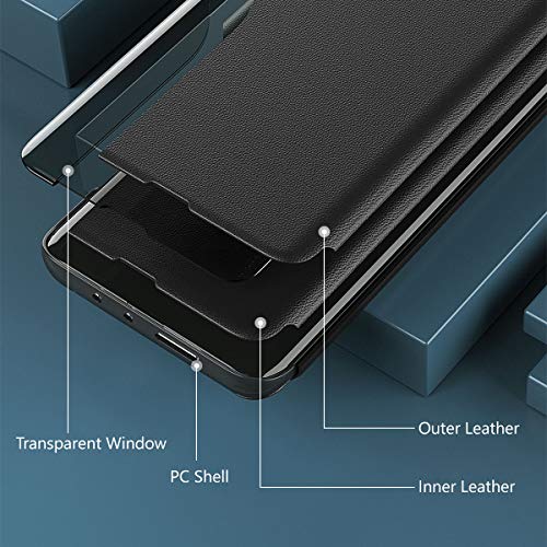 Oihxse Smart View Cover compatibel met Samsung Galaxy Note 20, beschermhoes met klapdeksel van leer met [kijkvenster… - Image 4