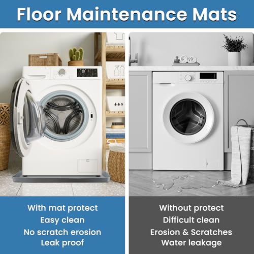 Image of Large Washing Machine Mat Silicone Under Washer and Dryer Drain Pan Drip Tray Floor Protector Non-Slip Flexible Soft Mat Waterproof 28 inch x 28 inch Gray
