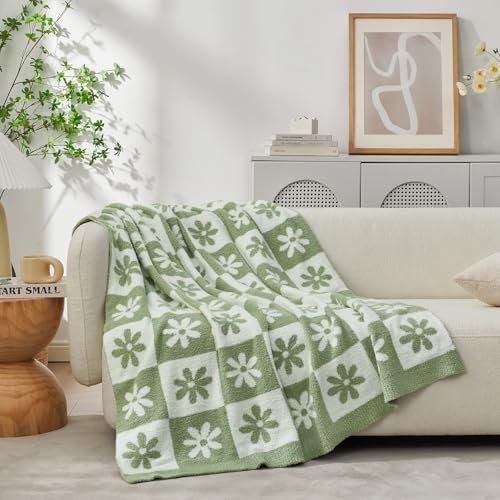 Couverture chaude et moelleuse en microfibre réversible, jeté de lit vert sauge