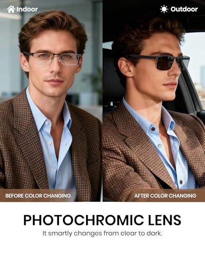 Image of Cyxus Blue Light Blocking Glasses Men Woman Photochromic Semi Rim Computer Gaming Office Study Eyeglasses UV Protection 8001
