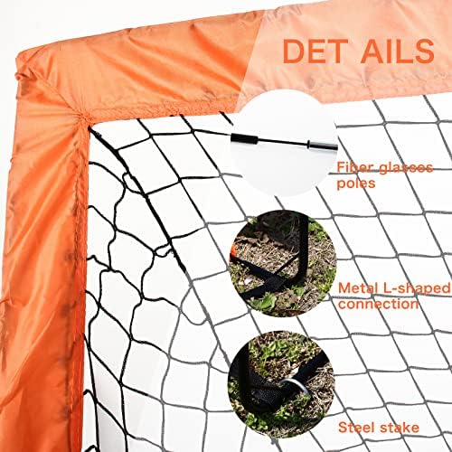 Display4top Football Goal with Carry Bag, Footballs Net for Kids, Pop-up Goals for Indoor & Outdoor (Orange)