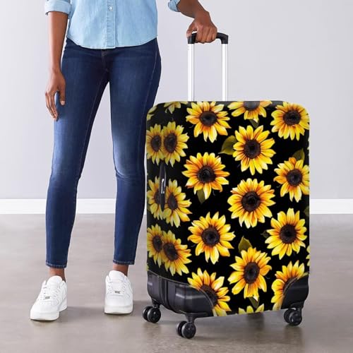 Sunflower Luggage Cover for Travel Hippie Suitcase Protector Fit 25-28 Inch Baggage Covers Portable Elastic Suitcase Covers Sunflower Print Womens Travel Bags with Zipper Bottom4