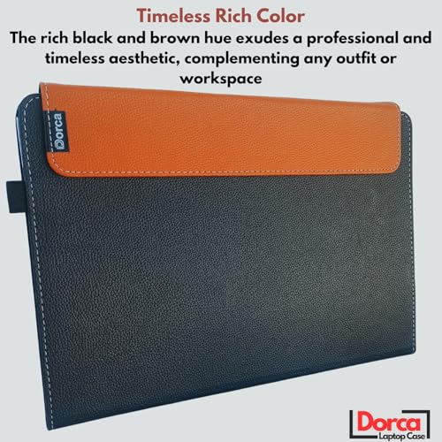 Image of Dorca Laptop Case for New Dell 15 dc15250 15.6 inch, Premium PU Leather Sleeve, Corner Protection