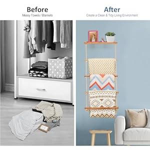 5-Layer Wooden Blanket Ladder, 2-in-1 Towel Racks Blanket Quilt Towel Holder Rack Decorative Ladder, Storage Ladder Quilt Rack Blanket Holder, Ladder Shelves for Bathroom,Living Room,Bedroom 5 Layer Wooden Blanket Ladder 2 in 1 Towel Racks Blanket Quilt Towel Holder Rack Decorative Ladder Storage Ladder Quilt Rack Blanket Holder Ladder Shelves for BathroomLiving RoomBedroom