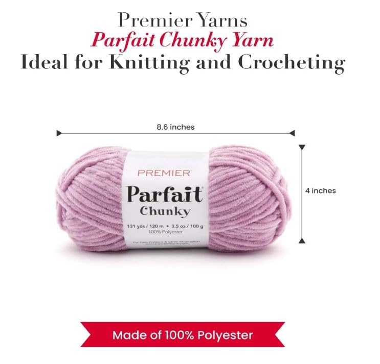 Image of Premier Yarns Parfait Chunky Chenille Yarn 3.5 Oz 6 Super Bulky Weight 3 Pack Bundle with Bella's Stitch Place Holders (Dusty Mauve)