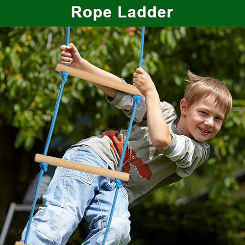 hooroor Ninja Warrior Obstacle Course for Kids Backyard - Double 52FT Slackline with 10 Most Complete Accessories, Twister, Swing, Monkey Bars, Rings, Ladder, Outdoor Toys Playset Training Jungle Gym
