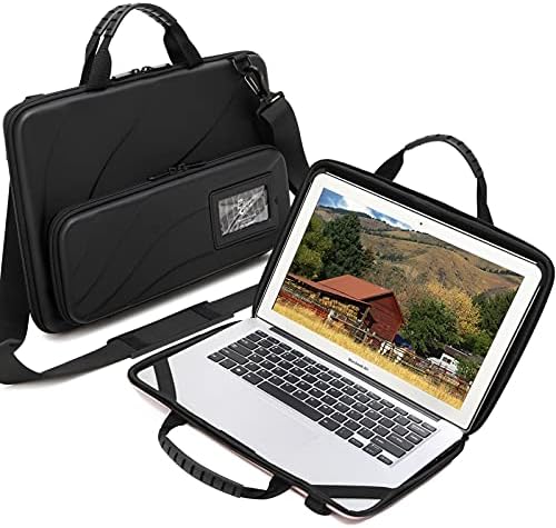 Laptop Case for 13-14 Inch Macbook Pro Air Chromebook HP Lenovo Work-in Notebook Computer Hard Shell Laptop Bag for Men Women With Pouch and Shoulder Strap