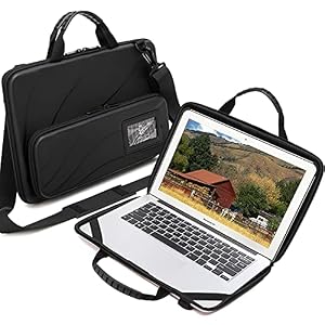 Laptoptasche für MacBook Pro Air Chromebook HP Lenovo, Work-in-Notebook, Computer, Hartschale, Laptoptasche für Männer und Frauen, mit Tasche und Schultergurt, 36,6 cm L x 24,1 cm B, Schwarz